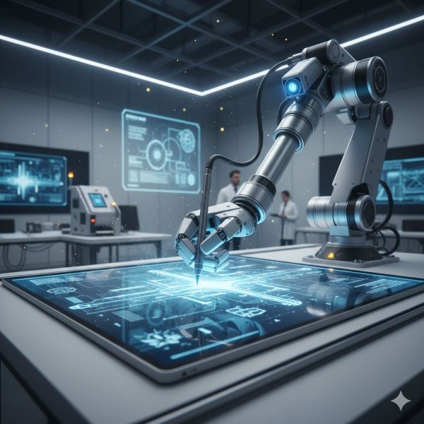 AI-assisted sign design concept next to finished manufactured sign