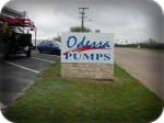 Odessa Pumps unlighted monument sign with stonework