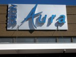 Salon Aura unique wall sign with reverse lit channel letters by Signs Manufacturing, Dallas, TX